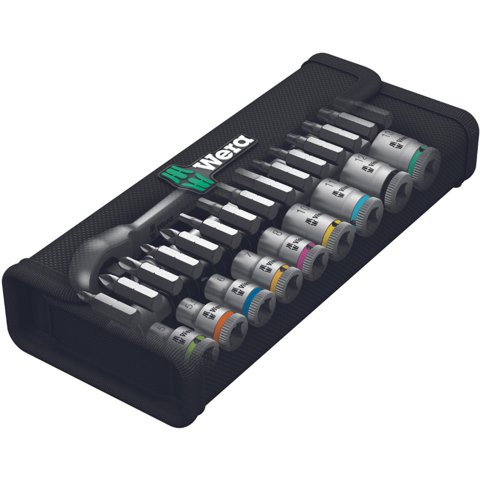 Set 8100 SA 8 Zyklop cu cheie, tubulare si biti, 28 piese, Wera 05004018001