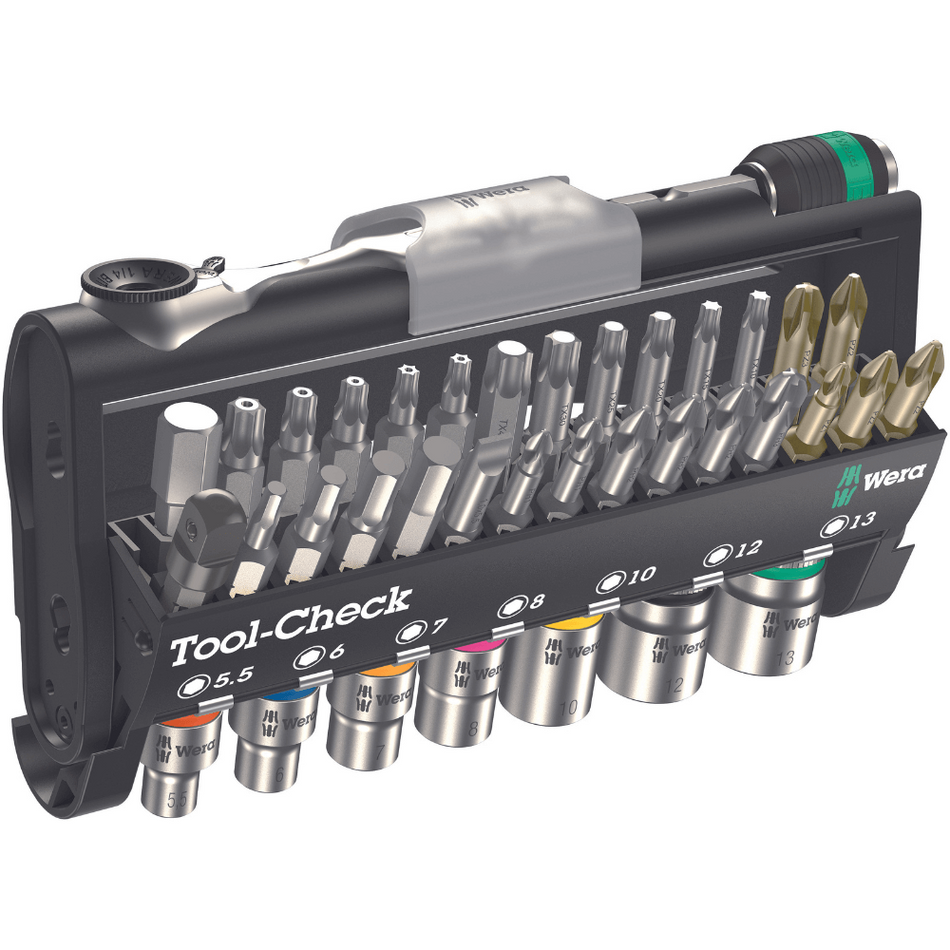 Set cheie cu clichet, biti si tubulare, 38 piese, Tool-Check 1 SB, Wera 05049050001