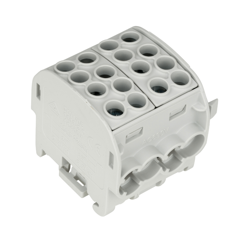 Clema derivatie izolata, Cu, 1 pol, 35mmp, 4 intrari / 4 iesiri, gri, SCHRACK IK026212-X-4