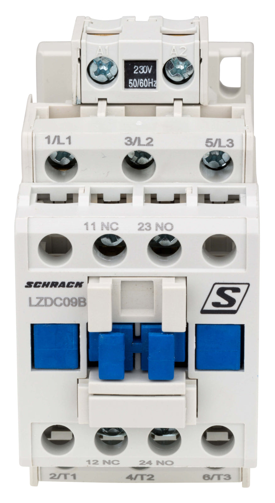 Contactor 3P, 230VAC, 9A, 4kW, 9A, 1ND+1NI, SCHRACK LZDC09B3