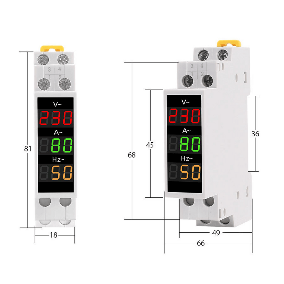 Voltmetru digital monofazic pentru sina tablou DIN, 80-500V AC, TAXNELE TX-VAHZ