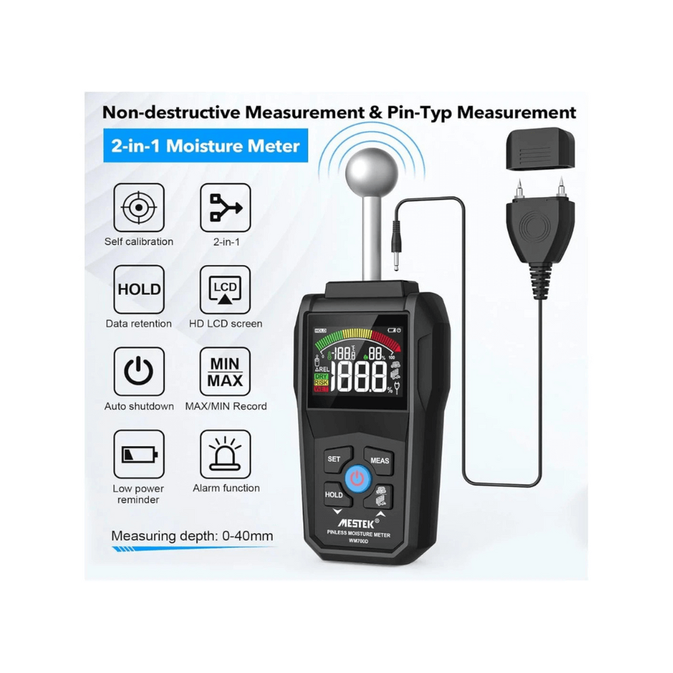 Umidometru digital cu masurare duala Pini/Inductie, MESTEK WM700D