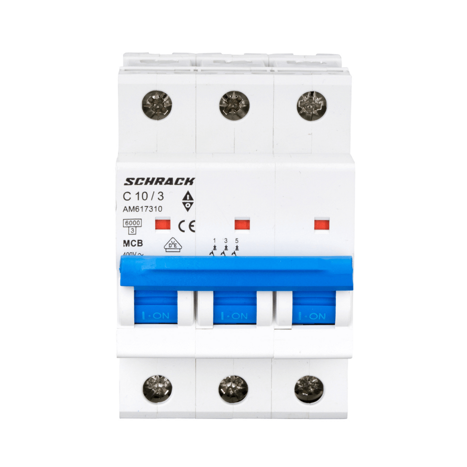 Intrerupator automat modular (MCB) AMPARO, 6kA, C 10A, 3 poli, SCHRACK AM617310