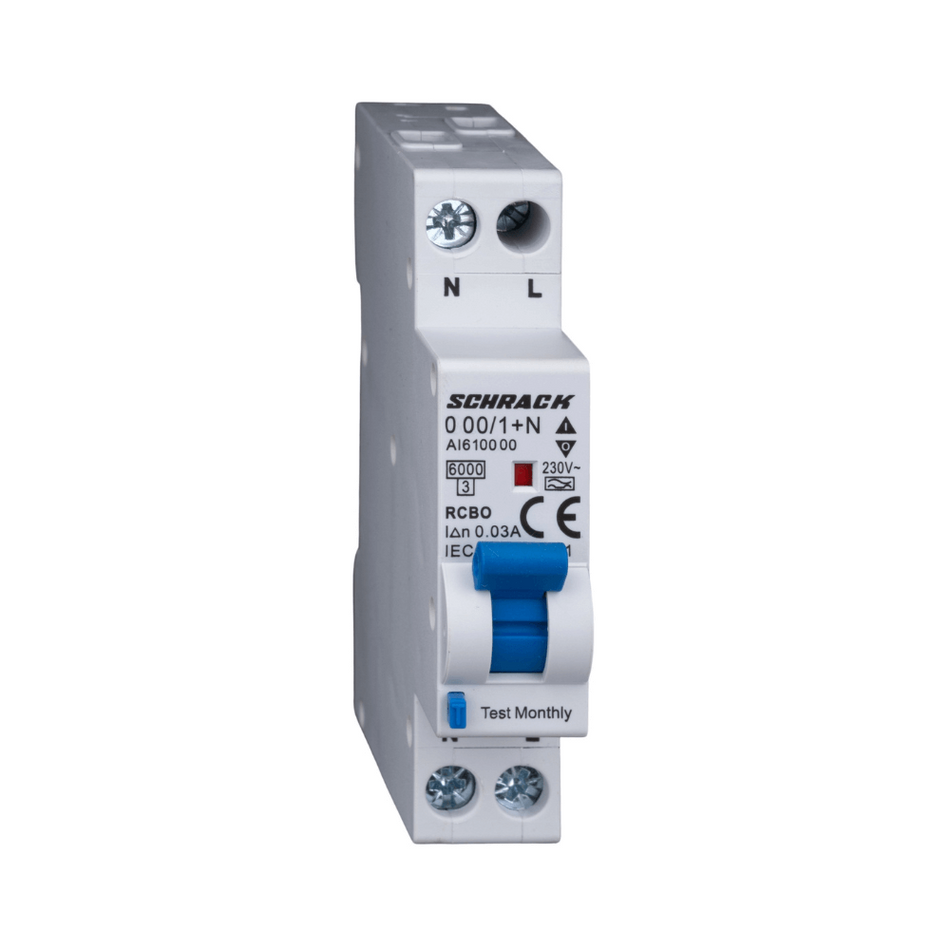 Intrerupator automat diferential, 1P+N, 6kA, B 20/003A, tip A, 1 modul, SCHRACK AI618520
