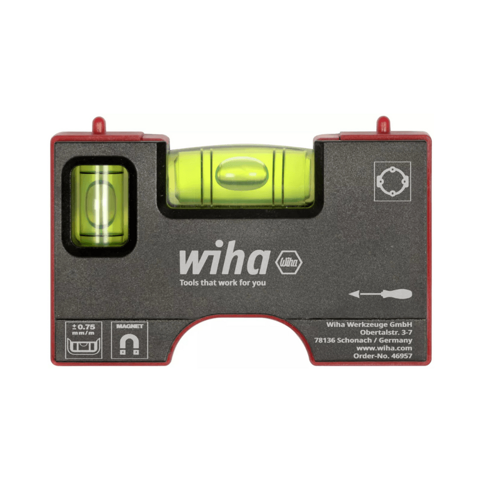 Mini nivela magnetica de buzunar pentru electricieni, 8 cm, Wiha 46957