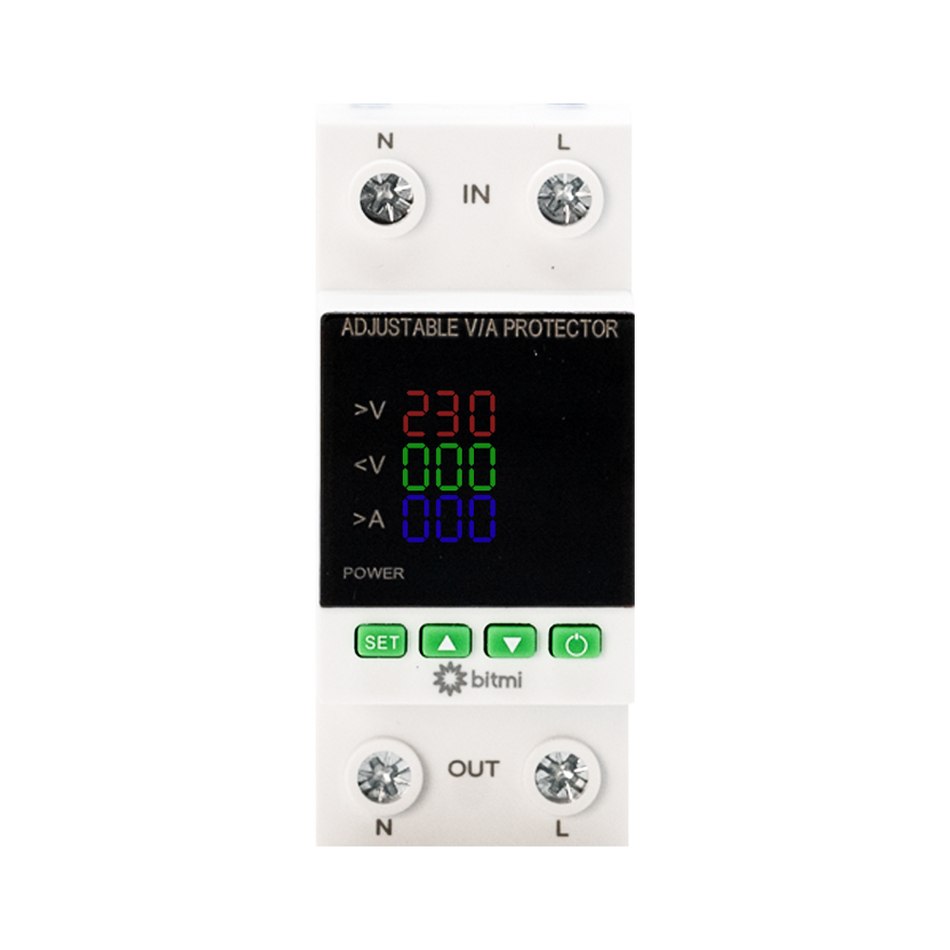 Releu de protectie la tensiune si curent pentru AC/DC 1-63A, Bitmi 11855