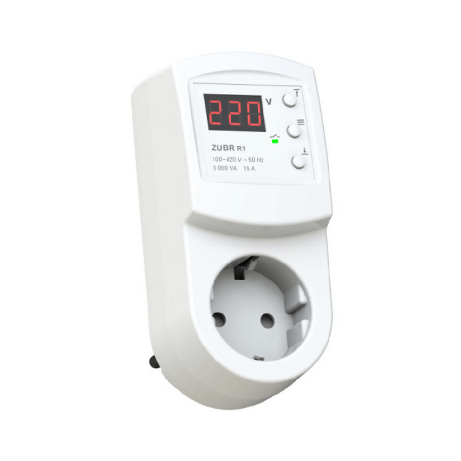 Releu de tensiune tip priza, cu protectie monofazata, 16A, 3000VA, ZUBR R116Y