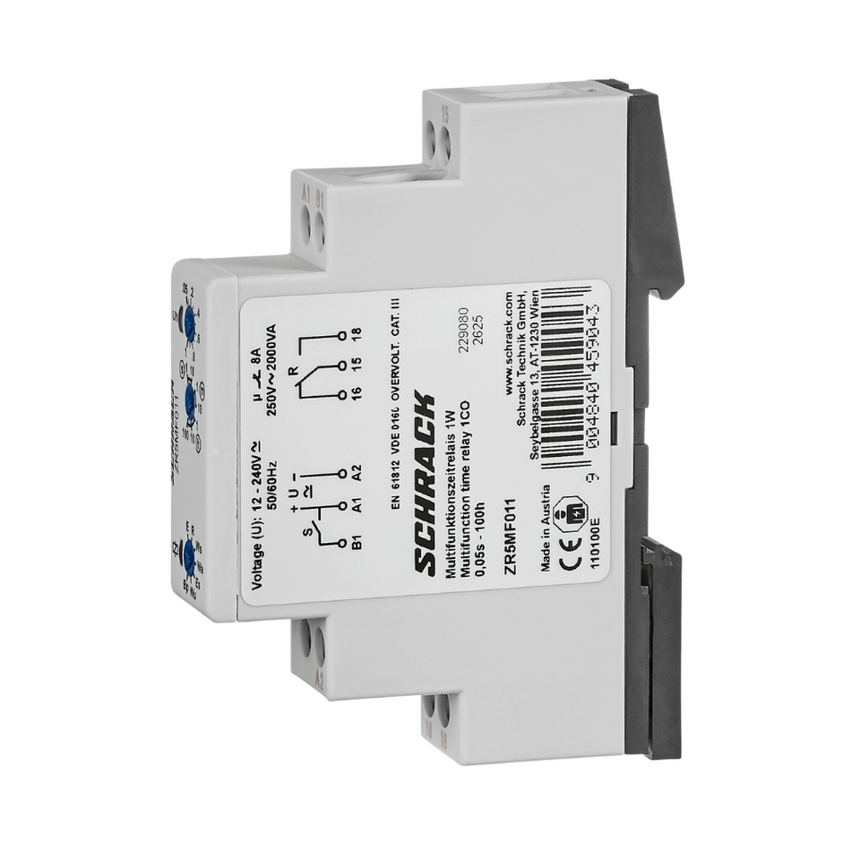 Releu de timp multifunctional 1CC, 12-240VAC/VDC, 8A, SCHRACK ZR5MF011