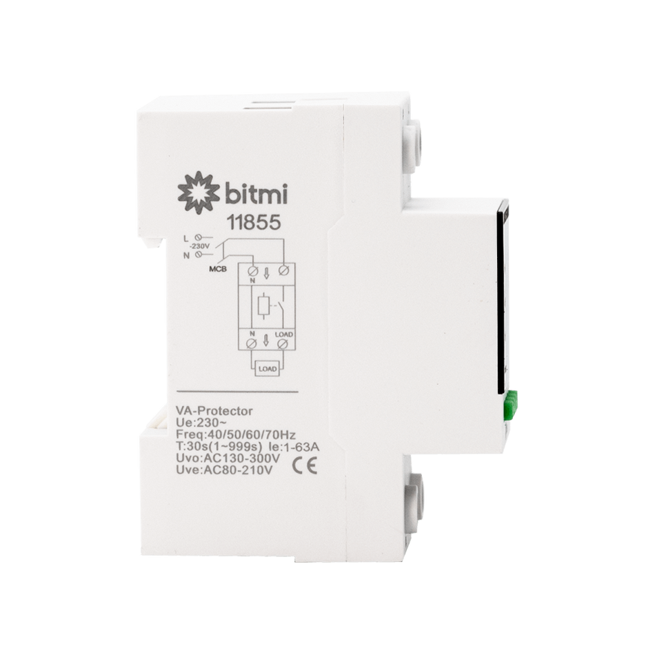 Releu de protectie la tensiune si curent pentru AC/DC 1-63A, Bitmi 11855