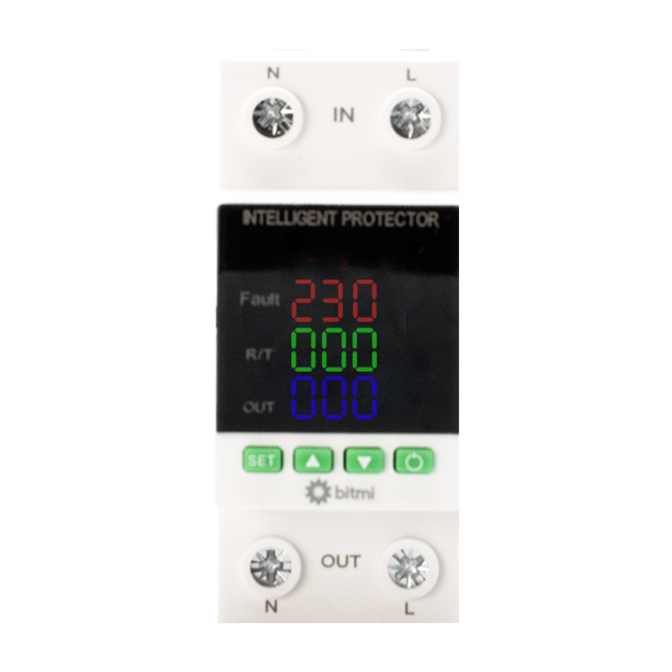 Releu de protectie la tensiune si curent cu reconectare, 220V 63A, Bitmi 11856
