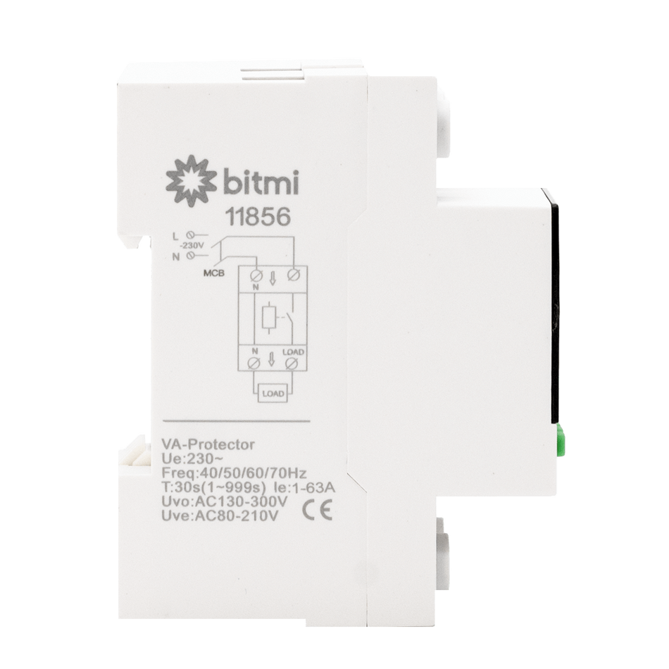 Releu de protectie la tensiune si curent cu reconectare, 220V 63A, Bitmi 11856