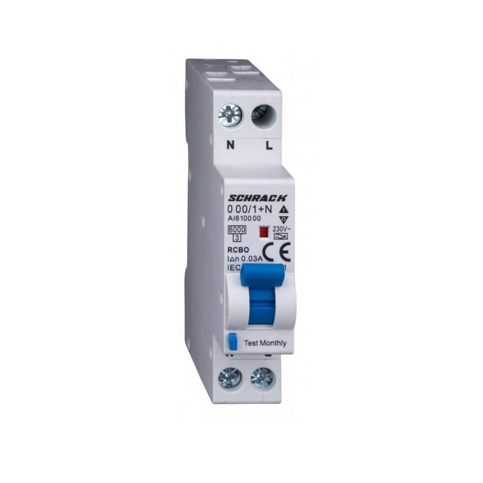 Intrerupator automat diferential, Tip A, B 10/003A, 1P+N, 6kA SCHRACK AI618510