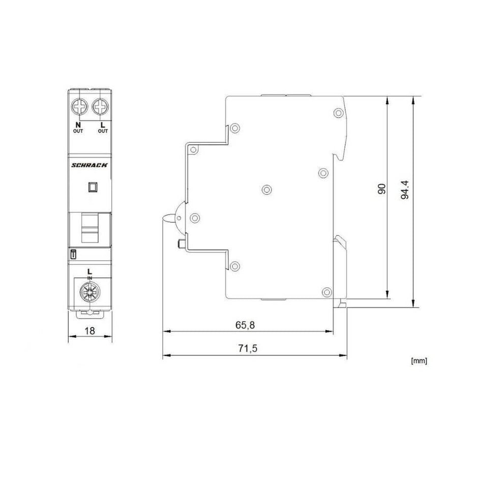 Intrerupator automat diferential, Tip A, B 10/003A, 1P+N, 6kA SCHRACK AI618510
