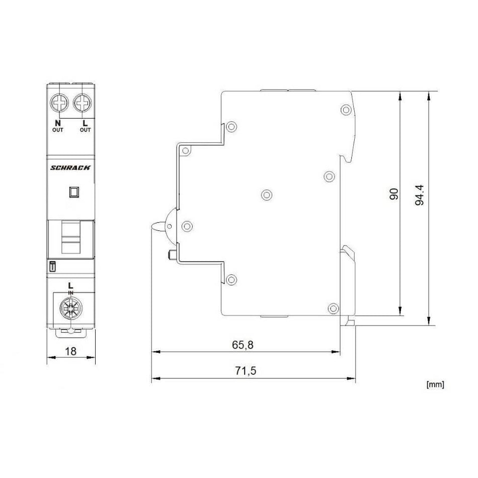 Diferential Tip A, B 16/003A, 1+N, 1 modul, 6kA, SCHRACK AI618516