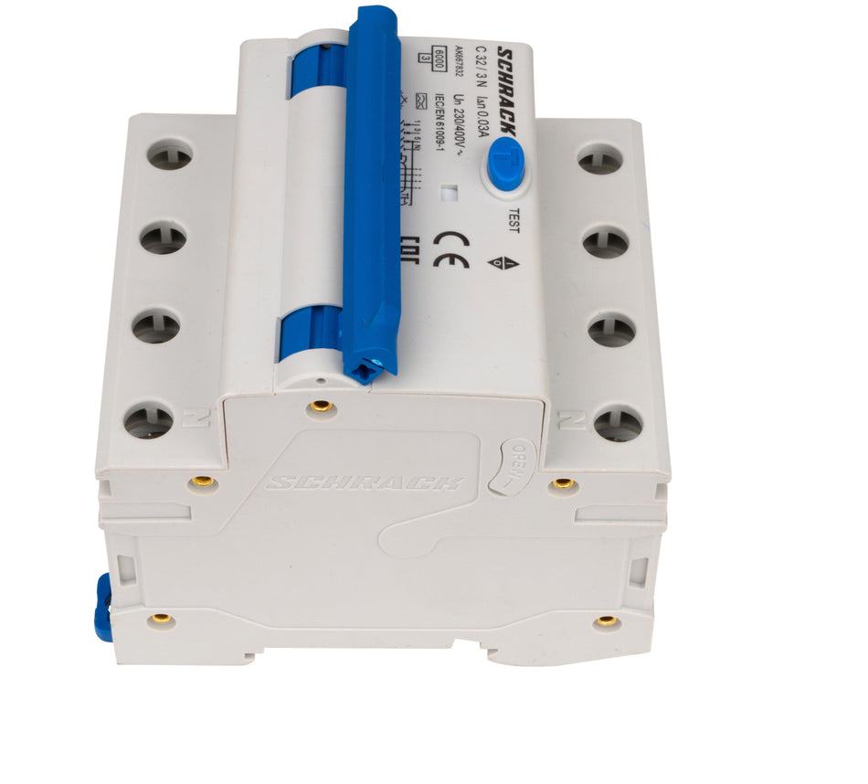 Intrerupator automat diferential 3+N, AMPARO, 6kA, C 32A, 30mA, tip A, SCHRACK AK667832