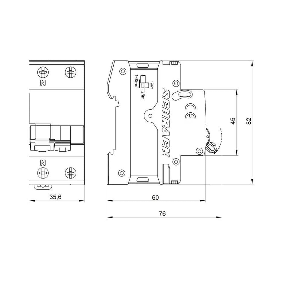 Intrerupator automat diferential AMPARO, 6k, A1P+N, B 10A, 30mA, tip A, SCHRACK AK668610