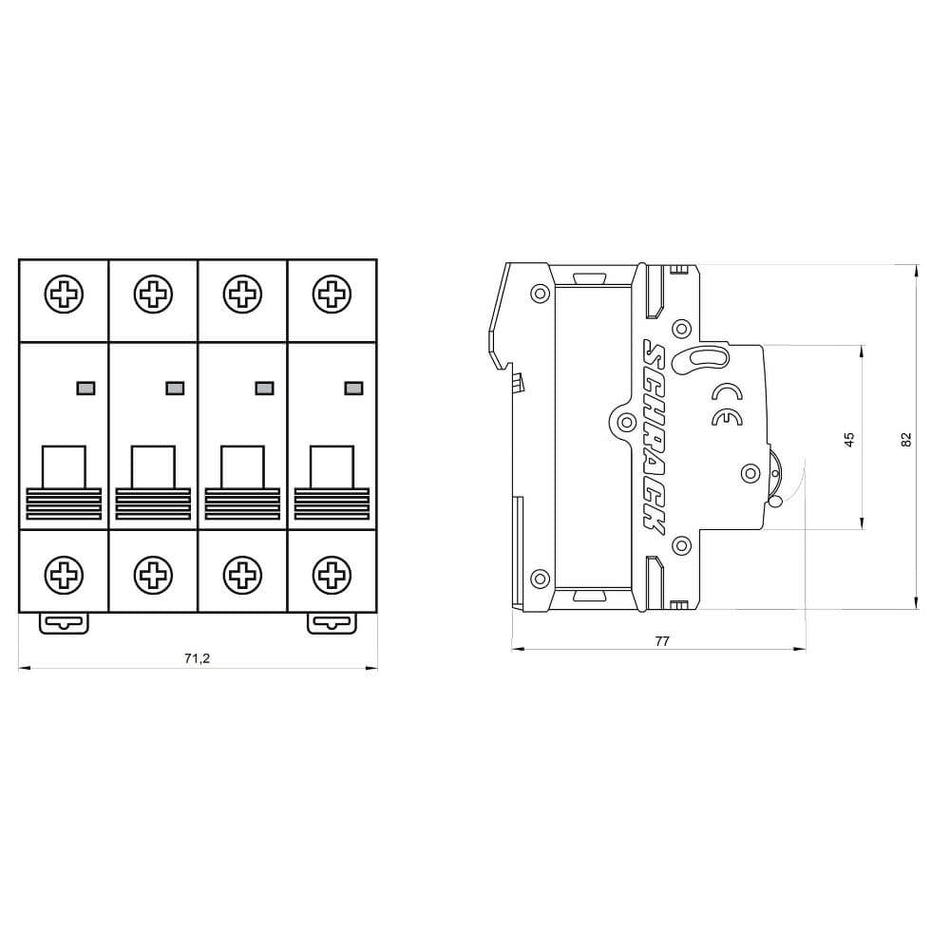 Intrerupator automat modular (MCB) AMPARO 6kA, C 32A, 3P+N, SCHRACK AM617832