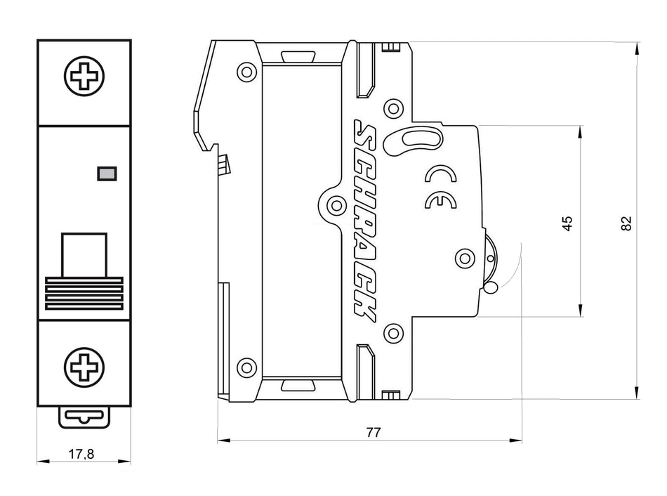 Siguranta automata modulara (MCB) AMPARO, 6kA, B 16A, 1 pol, SCHRACK AM618116