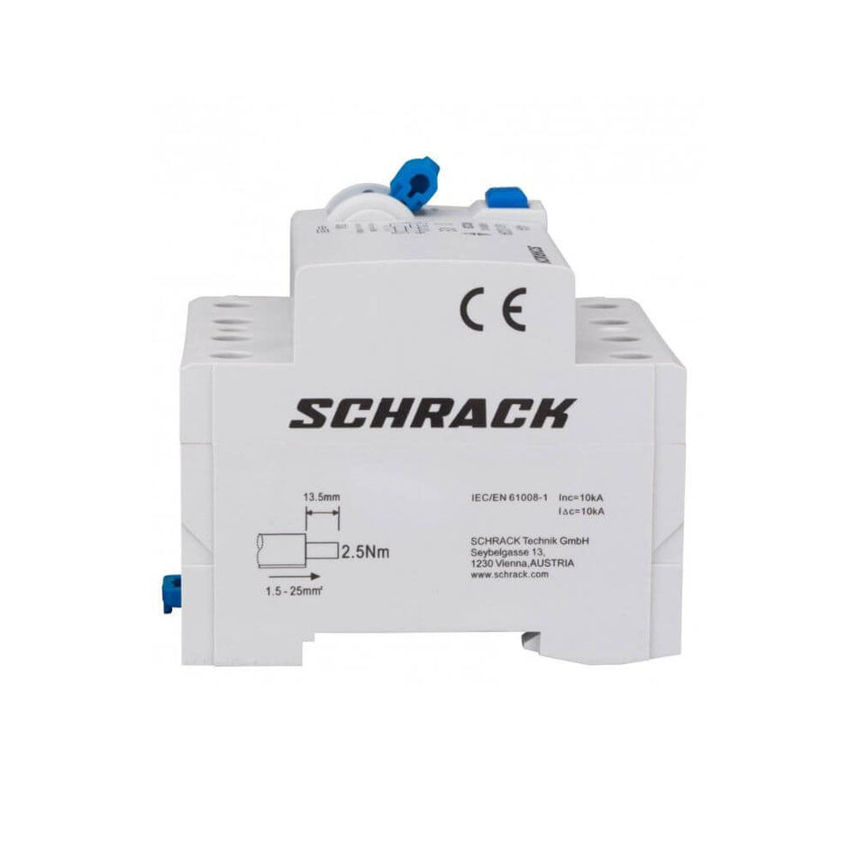 Diferential AMPARO (10kA), 40A, 4-poli, 30mA, tip A, SCHRACK AR054103