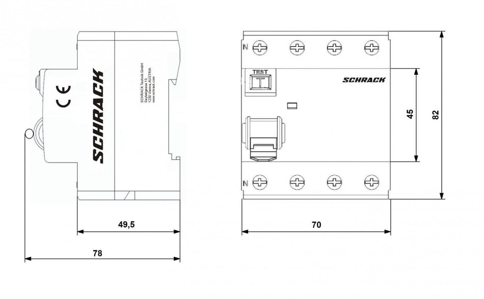 Diferential AMPARO (10kA), 63A, 4-poli, 30mA, tip A, SCHRACK AR056103