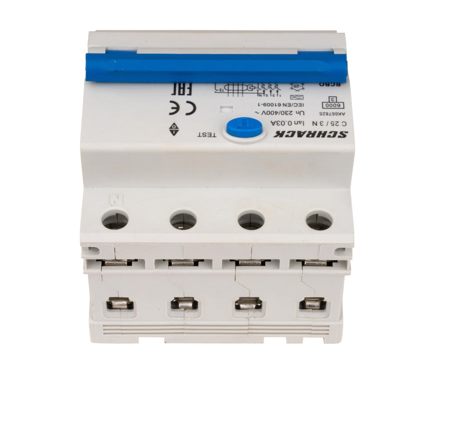 Siguranta automata diferentiala 3+N, 6kA, AMPARO, C 25A, 30mA, tip A, SCHRACK AK667825
