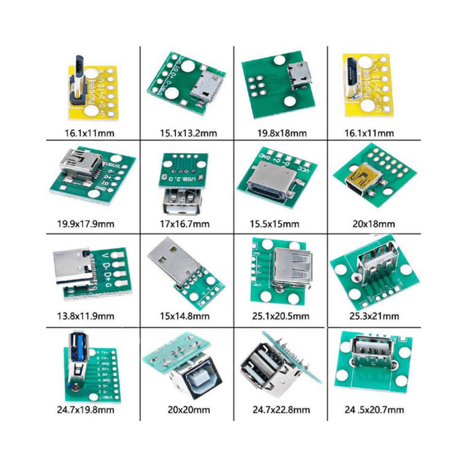 Set 16 conectori USB tip mama cu placa PCB, Bitmi 12319