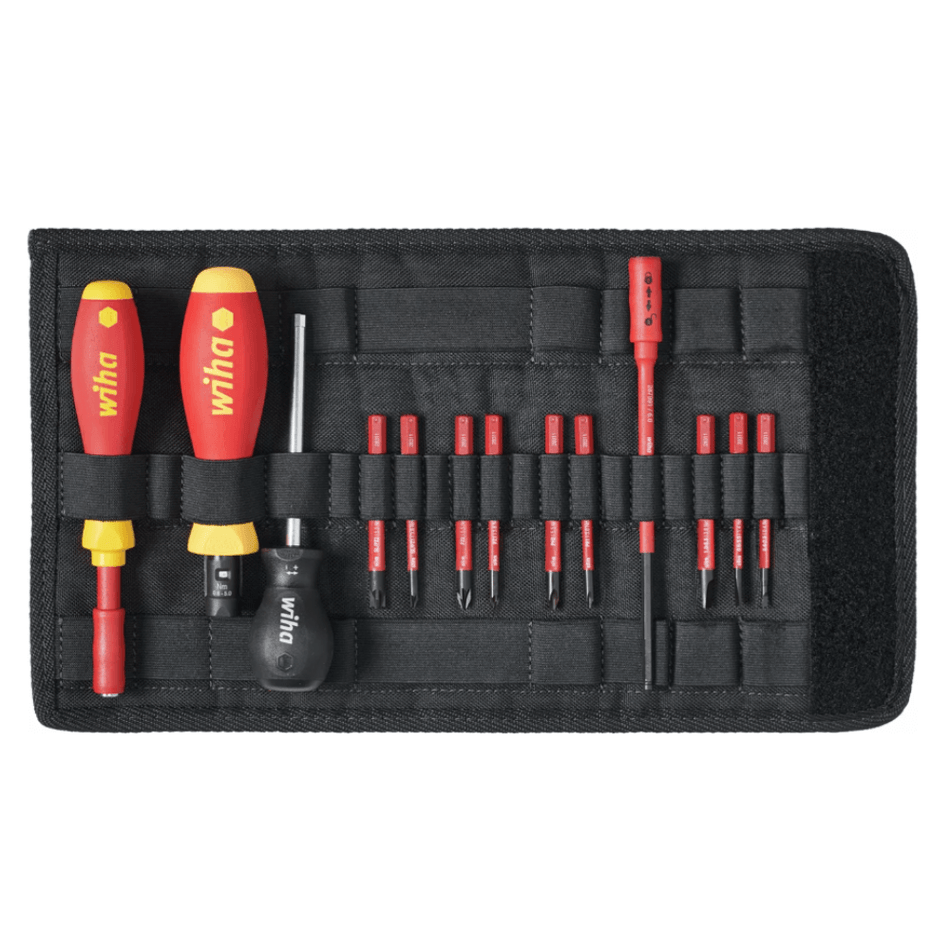Set surubelnita dinamometrica, 0.8–5 Nm, cu 9 biti si husa - Wiha 40674 TorqueVario-S electric