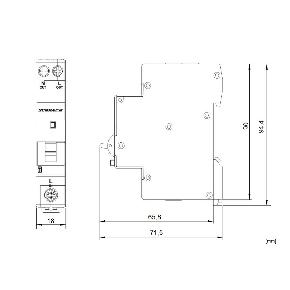 Intrerupator automat diferential, 1P+N, 6kA, B 20/003A, tip A, 1 modul, SCHRACK AI618520